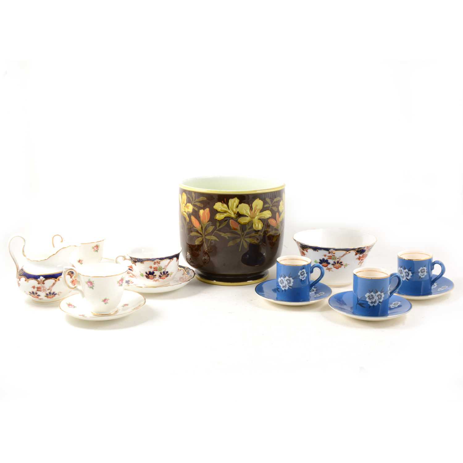 Lot 63 - Two teasets, a coffee set, two cabbage plates and a jardiniere