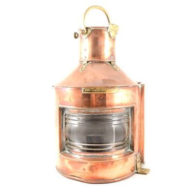 Lot 278 - A bow-side starboard copper lamp by Anderson & Gyde Ltd.