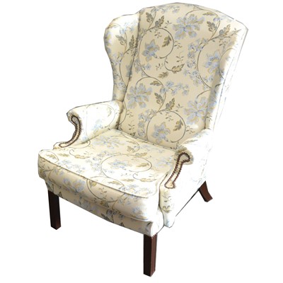 Lot 89 - A modern wing back armchair, in the Georgian style