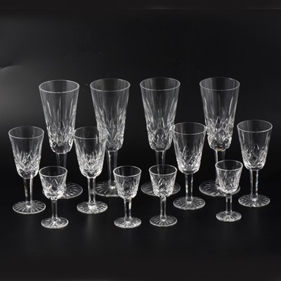 Lot 44 - Six Waterford crystal champagne flutes, 19cm; seven sherries; and eight liqueurs, (21).