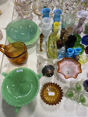 Lot 77 - A quantity of coloured glassware, mostly press-moulded