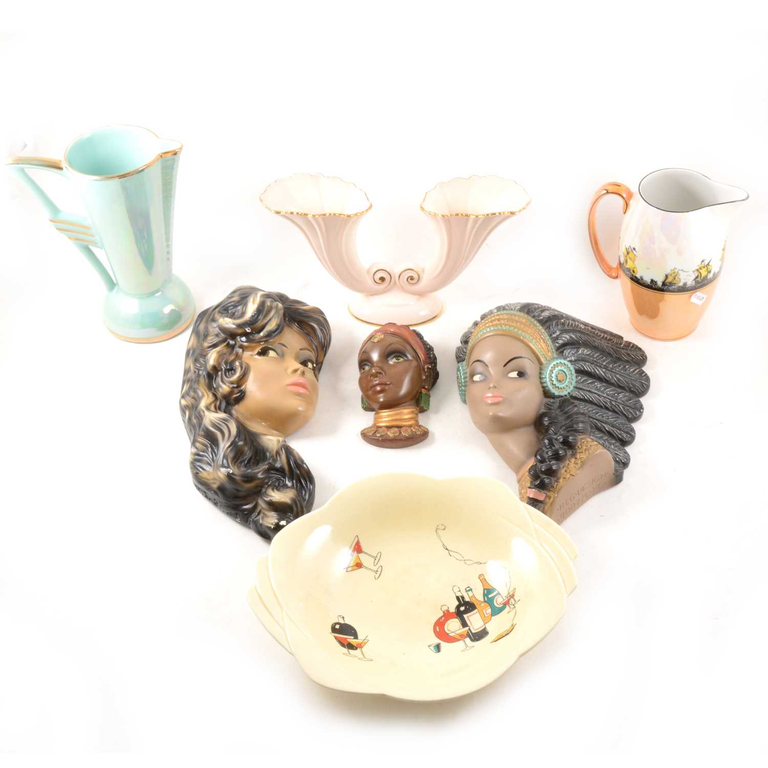 Lot 65 - A box of 1930s ceramics and other items.