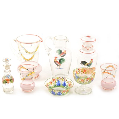 Lot 85 - A quantity of hand-painted vintage glassware.