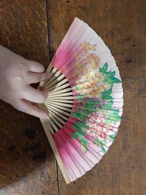 Lot 166 - A Jean Droit vintage fan, and five other vintage fans.