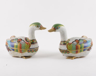 Lot 32 - A pair of Chinese cloisonné and gilt metal boxes