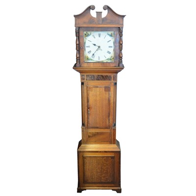 Lot 548 - An oak and mahogany longcase clock, indistinctly signed ... Leicester