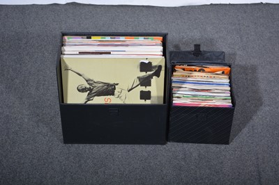 Lot 25 - Collection of 12" and 7" vinyl music singles; in a large and small carry case, mostly 1980s pop music, including The Smiths, etc.