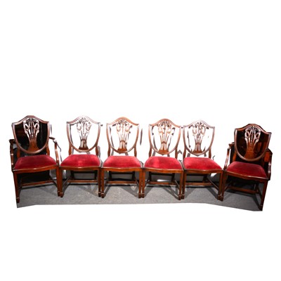 Lot 578 - A set of six Hepplewhite style mahogany dining...