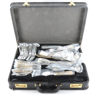 Lot 262 - An eight place canteen of plated and parcel gilt cutlery