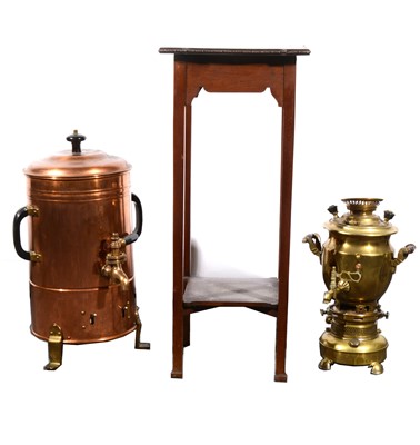 Lot 201 - A copper cylindrical tea urn, 55cm