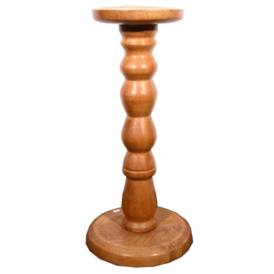 Lot 172 - A carved oak stool, and a turned elm pedestal