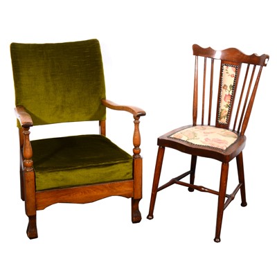 Lot 98 - A beech framed occasional chair and a beechwood bedroom chair