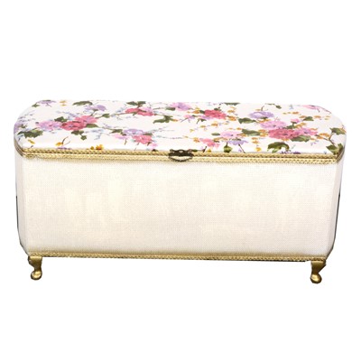 Lot 177 - A Lloyd Loom type white painted mess ottoman