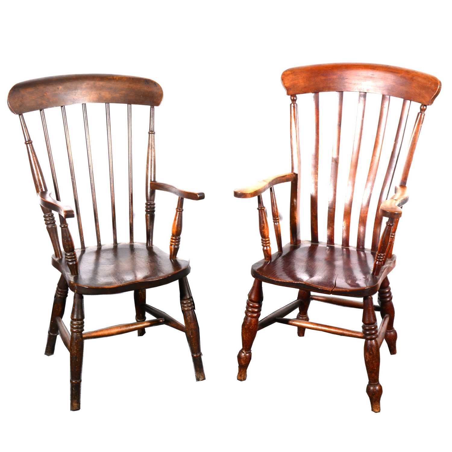 Lot 104 - Two beech and elm kitchen chairs