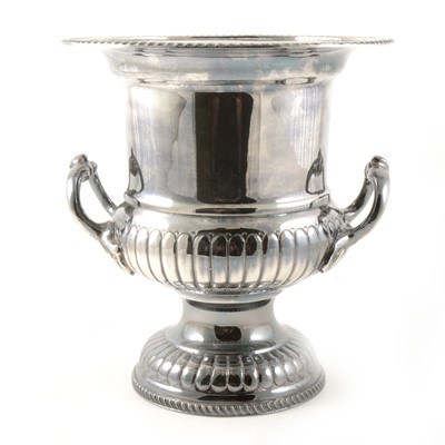 Lot 84 - A silver-plated wine cooler.