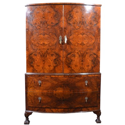 Lot 463 - Burr walnut bowfront tallboy