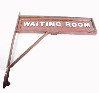 Lot 150 - Vintage iron and wood painted sign, Waiting Room