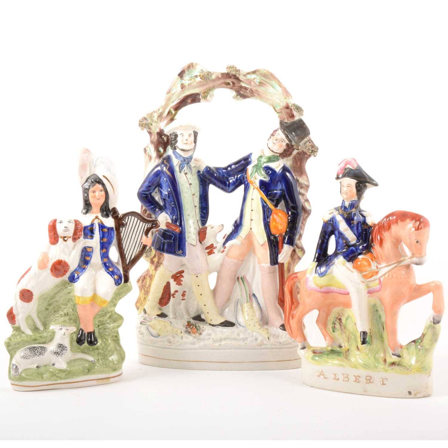 Lot 88 - Staffordshire group, Smith and Collier,  and two later figures