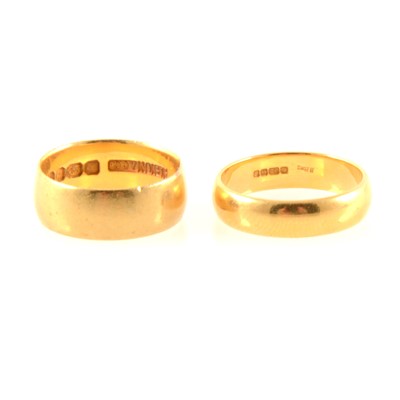 Lot 344 - Two 22 carat yellow gold wedding bands.