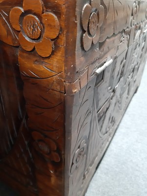 Lot 552 - Singapore carved camphor wood chest