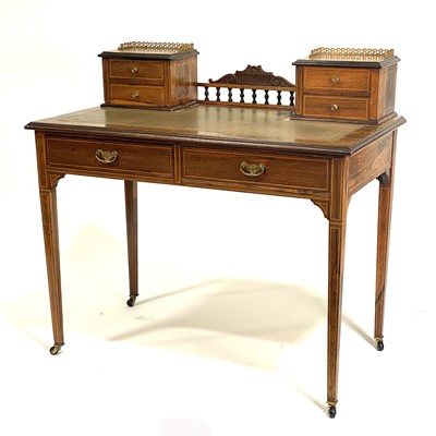 Lot 322 - A late Victorian inlaid rosewood writing table