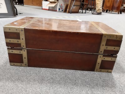 Lot 101 - A Victorian brass banded mahogany writing box