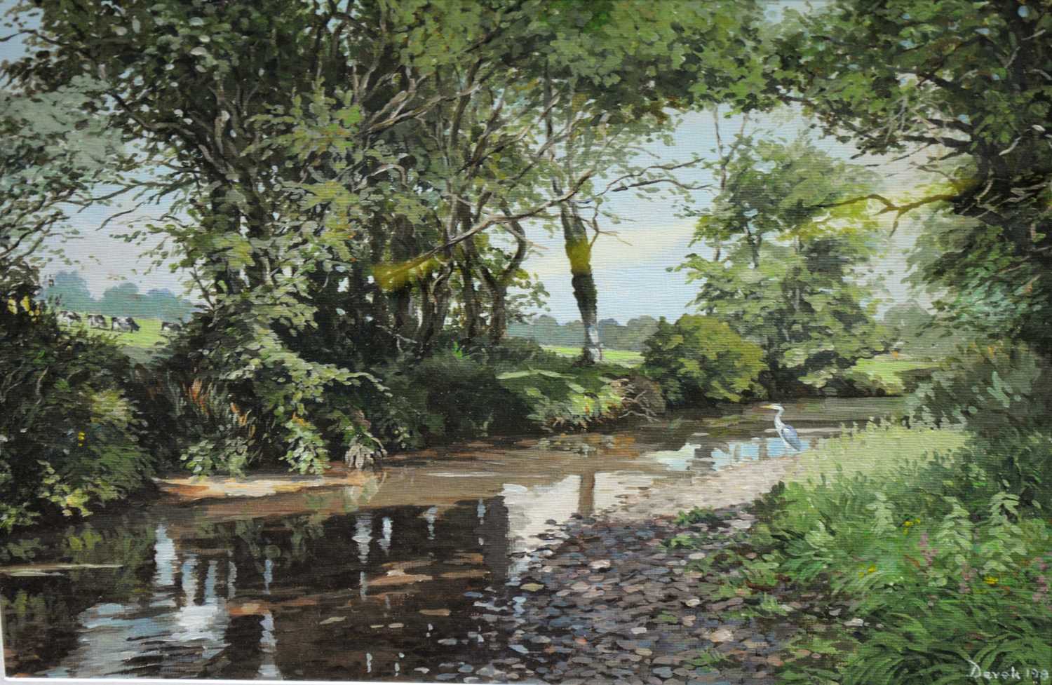 Lot 353 - Derek Plummer, 
Heron by a stream