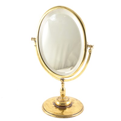 Lot 196 - A brass dressing table mirror and a set of scales