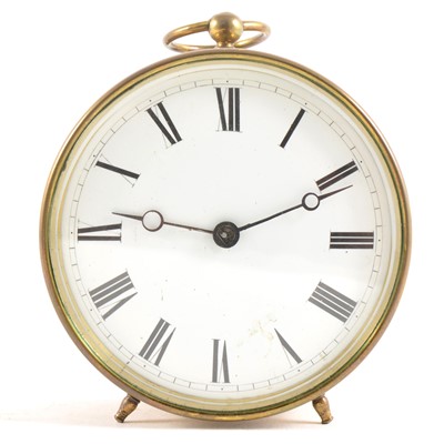 Lot 156 - A brass drum-cased clock