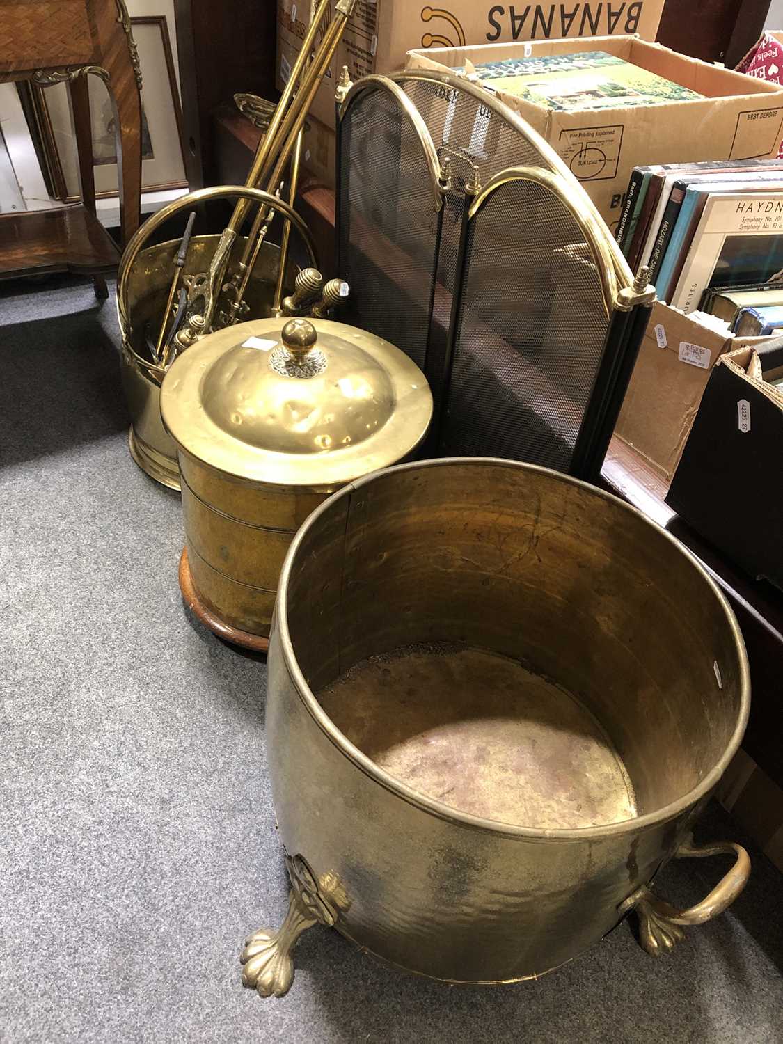 Lot 636 - Large copper and brass bread bin