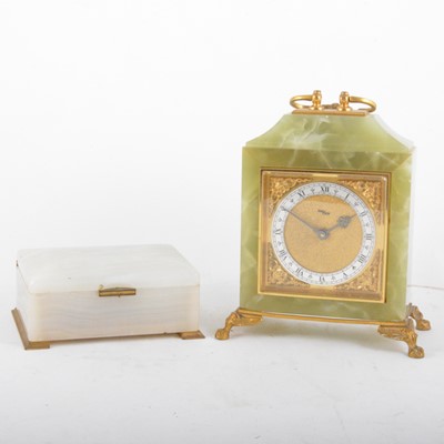 Lot 225 - Imhof mantel clock, and a Betjemens onyx box