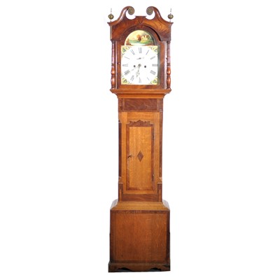 Lot 503 - Oak and mahogany longcase clock