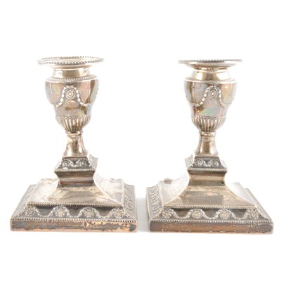 Lot 292 - A pair of Victorian silver dwarf candlesticks