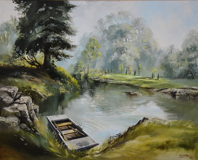 Lot 452 - David Weston, A Pool Amongst Woodland