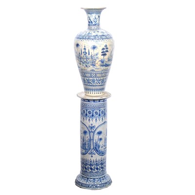 Lot 74 - Continental pottery vase on a stand