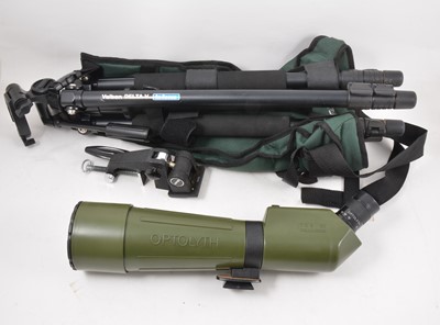 Lot 253 - An Optolyth TBS 80 monocular telescope, with additional lens, tripod and accessories.