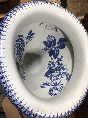 Lot 524 - Victorian porcelain toilet basin and mahogany cistern