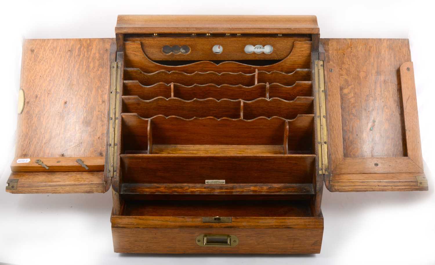 Edwardian Writing Box Lot 154 - An Edwardian oak correspondence box,