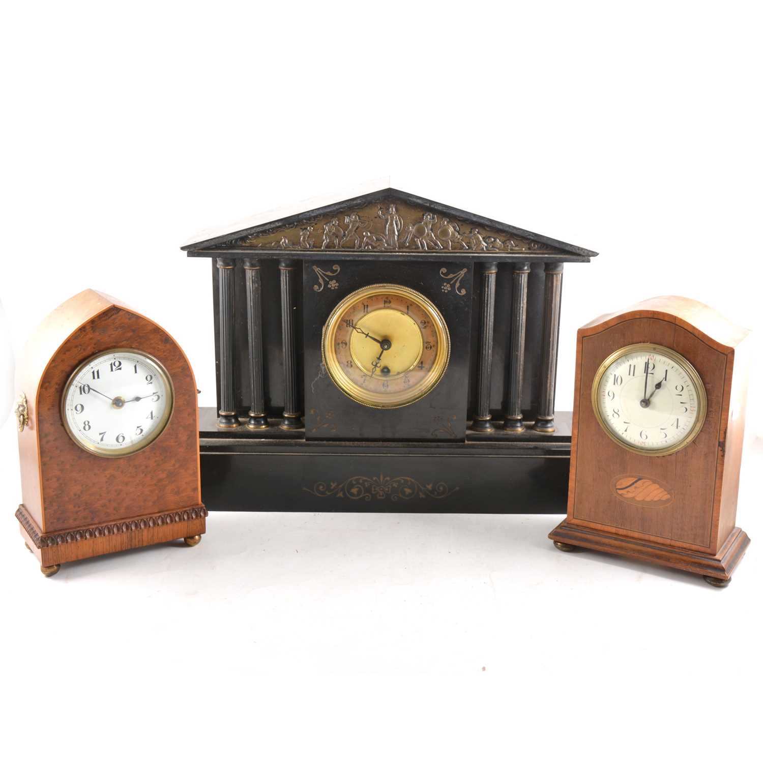 Lot 119 - Three Edwardian mantel clocks