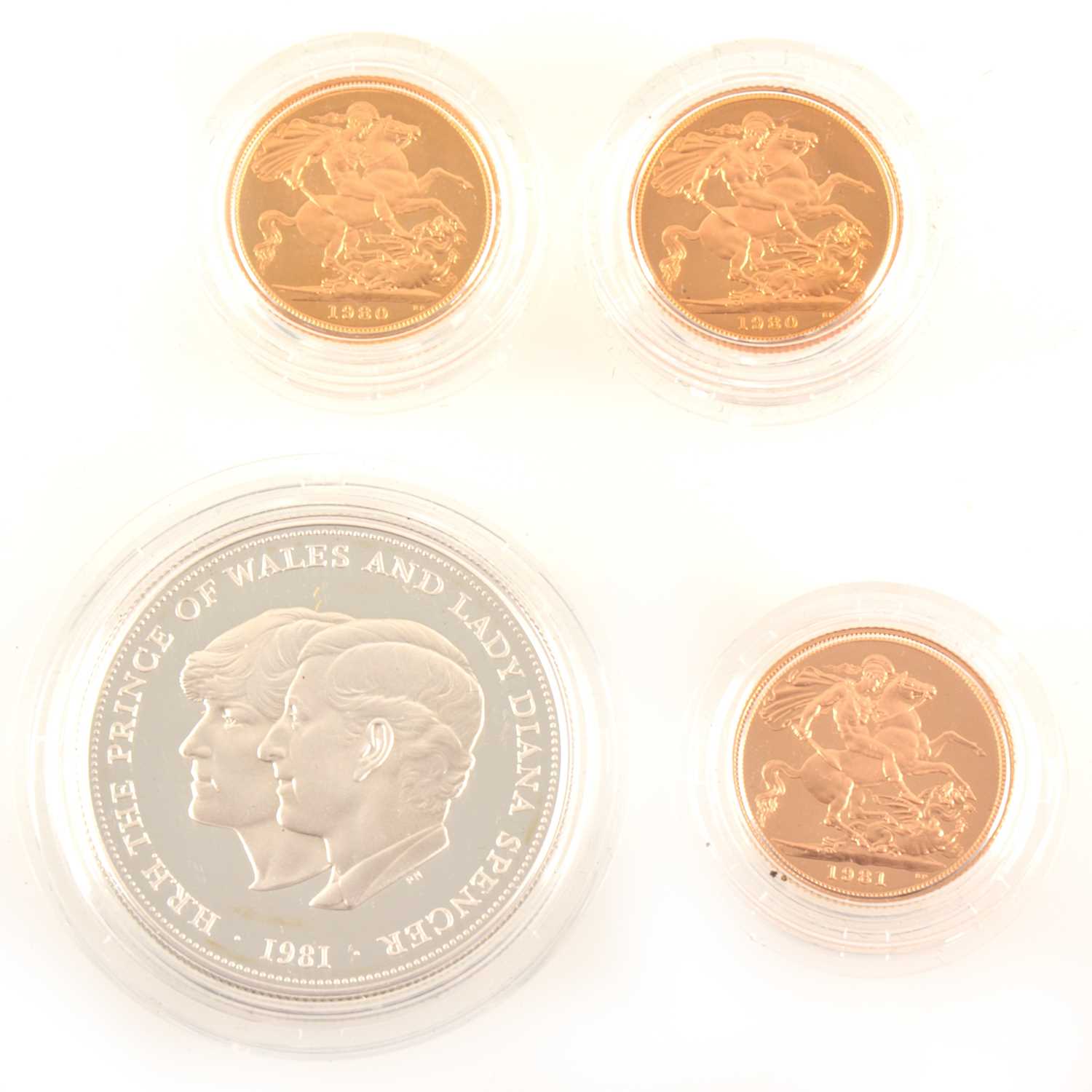 Lot 241 - Two Gold Proof Full Sovereigns and a Two-Coin Commemorative Set