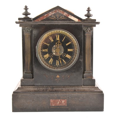 Lot 120 - A Victorian slate and marble mantel clock