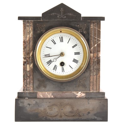 Lot 159 - A Victorian slate and marble mantel clock
