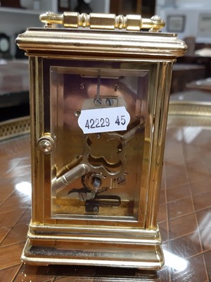 Lot 155 - English brass cased carriage clock, marked St James, London