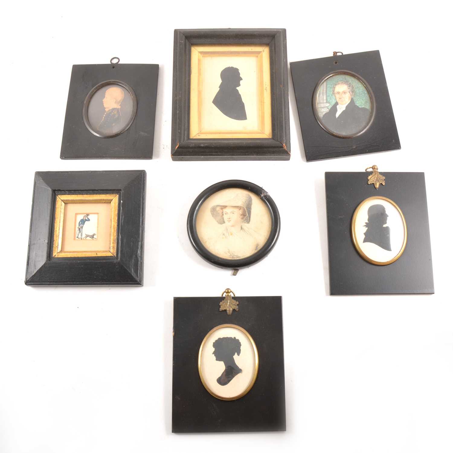 Lot 107 - A Victorian silhouette of a gentleman in profile, and other modern silhouettes