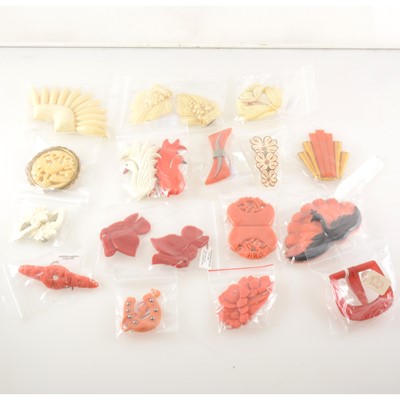 Lot 303A - A collection of ivorine and simulated coral jewellery of the 1930's.