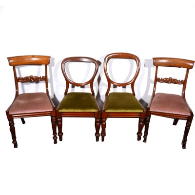 Lot 135 - A set of six Victorian mahogany balloon back dining chairs; and another pair of bar back chairs