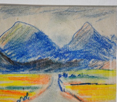 Lot 497 - Jean Dryden Alexander - a box of original artworks, pastels, drawings, sketch book.