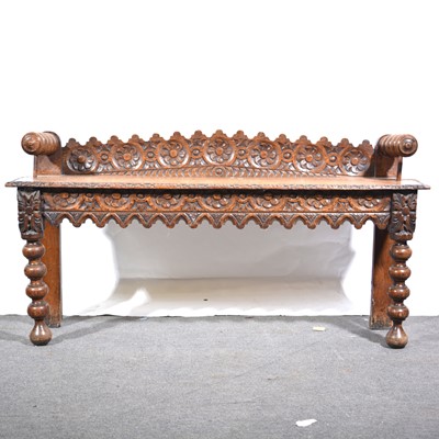 Lot 511 - Victorian oak hall bench.