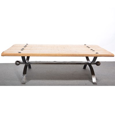 Lot 534 - Pine and steel coffee table