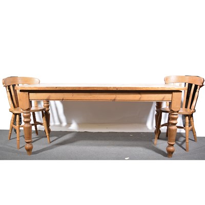 Lot 533 - Pine kitchen table and six chairs